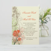 抽象芸術サンゴライム花スワーズ結婚式の招待 招待状 (スタンド正面)