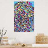 抽象芸術サンゴ海 ポスター (キッチン)