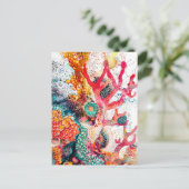 抽象芸術サンゴ礁の水彩イラストレーション ポストカード (スタンド正面)