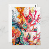 抽象芸術サンゴ礁の水彩イラストレーション ポストカード (正面/裏面)