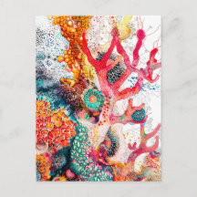 抽象芸術サンゴ礁の水彩イラストレーション