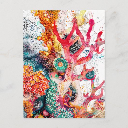 抽象芸術サンゴ礁の水彩イラストレーション ポストカード (正面)
