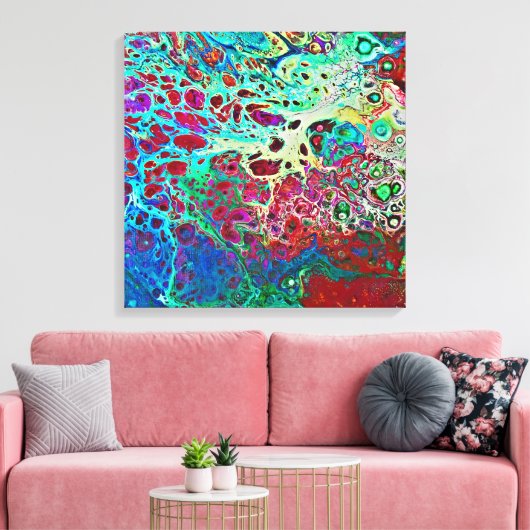 抽象芸術サンゴ絵画礁 キャンバスプリント (インサイチュ (リビング))
