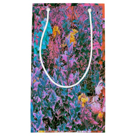 抽象芸術サンゴ、ピンクグリーン、アクアガーデンリーフ スモールペーパーバッグ (正面)
