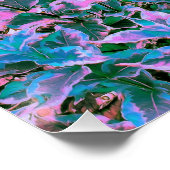 抽象芸術サンゴ、ピンクグリーン、アクアガーデンリーフ ポスター (コーナー)