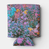 抽象芸術サンゴ、ピンクグリーン、アクアガーデンリーフ 缶クーラー (裏面)