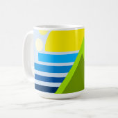 抽象芸術サンシーイエローブルー コーヒーマグカップ (正面左)