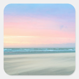 抽象芸術サンセットはハーグのビーチで スクエアシール
