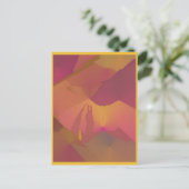 抽象芸術サンセットアートポストカードパープル/金ゴールド ポストカード (スタンド正面)