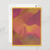 抽象芸術サンセットアートポストカードパープル/金ゴールド ポストカード (正面/裏面)