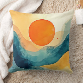 抽象芸術サンセットウェーブズアート クッション