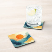 抽象芸術サンセットウェーブズアート コースター (右側)