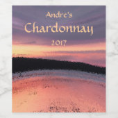 抽象芸術サンセット海ウェーブワインラベル ワインラベル (シングルラベル)