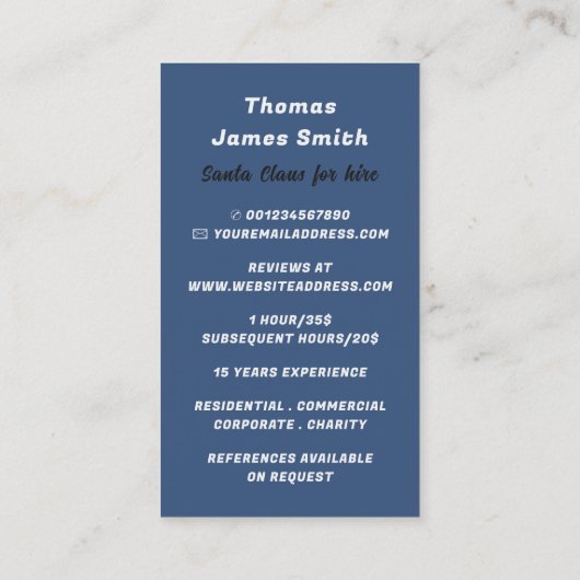 抽象芸術サンタクロース芸能人 名刺 (裏面)