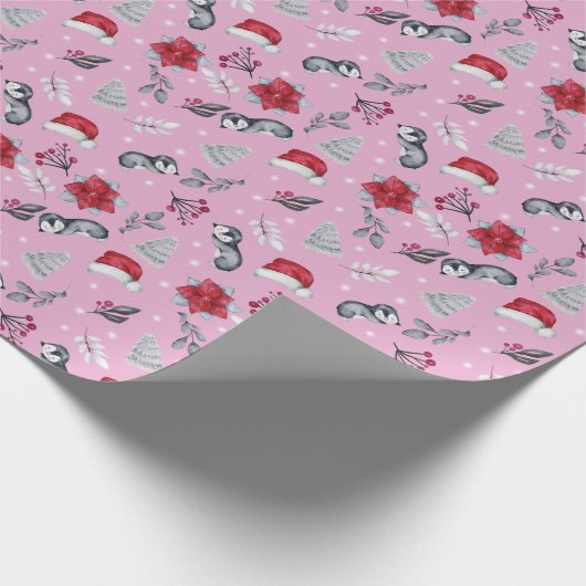 抽象芸術サンタ帽子ウィンターベリークリモダンスマス ラッピングペーパー (角)