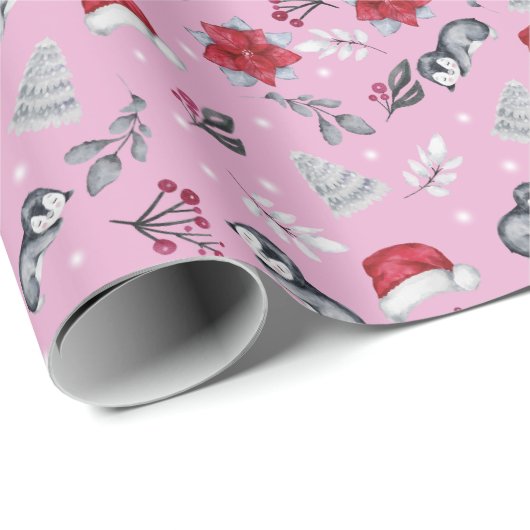 抽象芸術サンタ帽子ウィンターベリークリモダンスマス ラッピングペーパー (ロールコーナー)