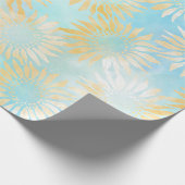 抽象芸術サンフラワーオンライトブルー ラッピングペーパー (角)
