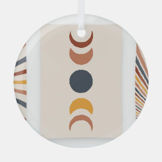 抽象芸術サンムーンボーホポスター ガラスオーナメント