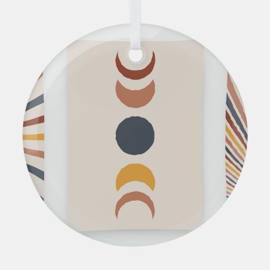 抽象芸術サンムーンボーホポスター ガラスオーナメント (正面)