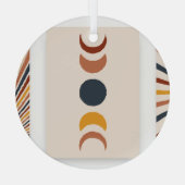 抽象芸術サンムーンボーホポスター ガラスオーナメント (裏面)