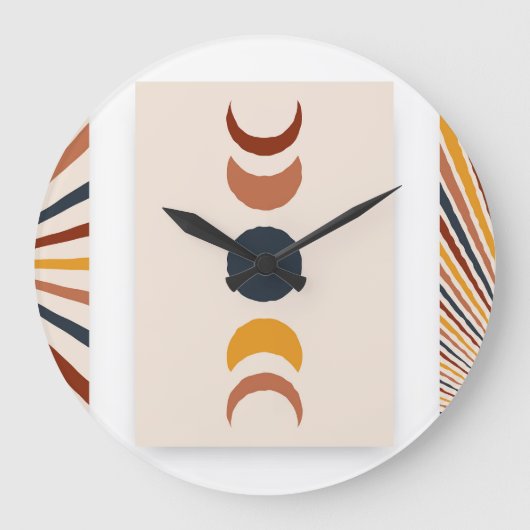 抽象芸術サンムーンボーホポスター ラージ壁時計 (正面)