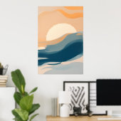 抽象芸術サンライトシースケーミニマルプ ポスター (ホームオフィス)