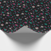 抽象芸術サークルグリッター金ゴールドグリーンピンククリスマス ラッピングペーパー (角)