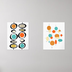 抽象芸術サークルターコイズオレンジミッドセンチュリー