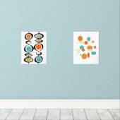 抽象芸術サークルターコイズオレンジミッドセンチュリー (ウッドフロア)