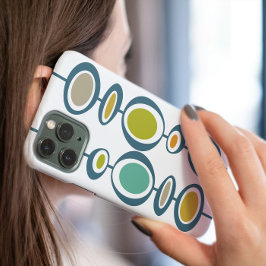 抽象芸術サークルターコイズオレンジミッドセンチュリー iPhone 16ケース