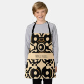 抽象芸術サークルハーフトーンバイエージイエローパターン エプロン (着用した状態)