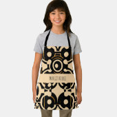 抽象芸術サークルハーフトーンバイエージイエローパターン エプロン (インサイチュ)