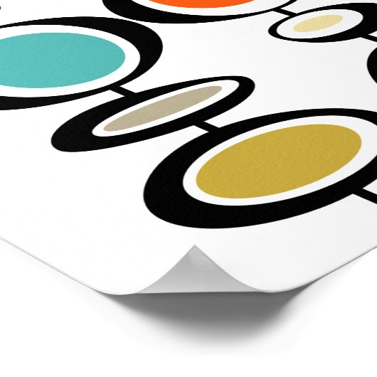 抽象芸術サークル中世紀モダンカラフルレトロ ポスター (角)