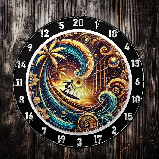 抽象芸術サーファーON WAVE with Sunset ダーツボード