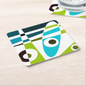 抽象芸術サーフィンオリーブブルーティール（緑がかった色）プランナー スクエアペーパーコースター (アングル)