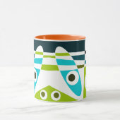 抽象芸術サーフィンオリーブブルーティール(緑がかった色)プランナー マグカップ (中央)