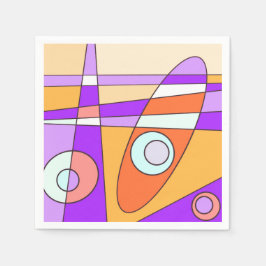 抽象芸術サーフィンオレンジ紫 スタンダードカクテルナプキン