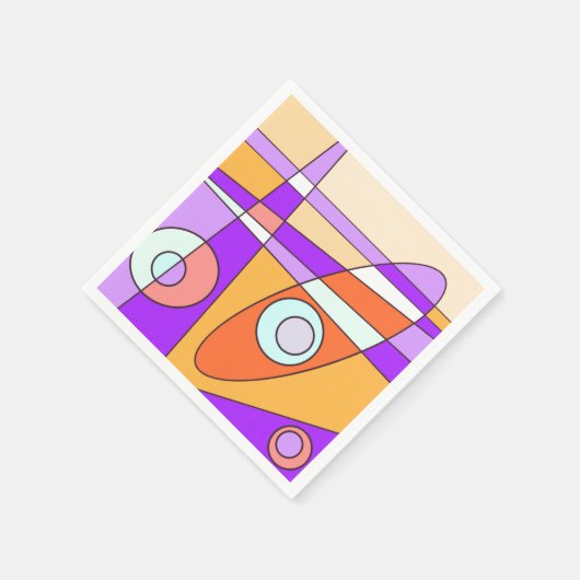 抽象芸術サーフィンオレンジ紫 スタンダードカクテルナプキン (角)