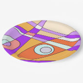 抽象芸術サーフィンオレンジ紫 ペーパープレート (アングル)