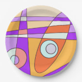 抽象芸術サーフィンオレンジ紫 ペーパープレート (正面)