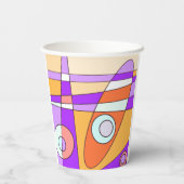 抽象芸術サーフィンオレンジ紫 紙コップ (裏面)