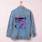 抽象芸術サーフィンシアンマゼンタ デニムジャケット (ハンガー)