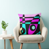 抽象芸術サーフィンターコイズホットピンクイエローブラック クッション (椅子)