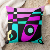 抽象芸術サーフィンターコイズホットピンクイエローブラック クッション (ブランケット)