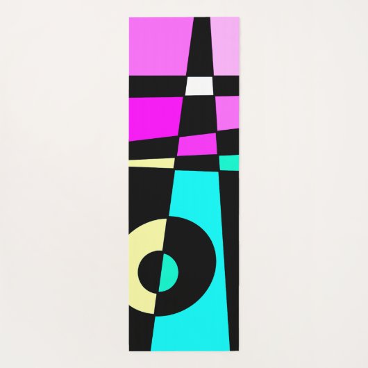 抽象芸術サーフィンターコイズホットピンクイエローブラック ヨガマット (裏面)