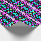 抽象芸術サーフィンターコイズホットピンクイエローブラック ラッピングペーパー (角)