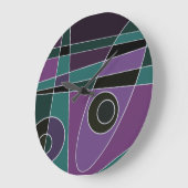 抽象芸術サーフィンティール（緑がかった色）紫 ラージ壁時計 (傾斜)