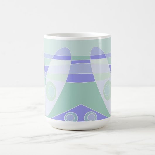 抽象芸術サーフィンパステルパープルグリーン コーヒーマグカップ (中央)