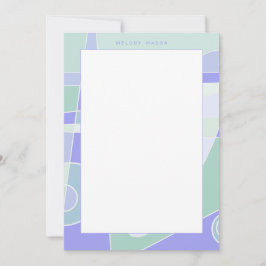 抽象芸術サーフィンパープルグリーンパーソナライズされた名 ノートカード