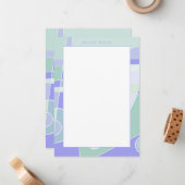 抽象芸術サーフィンパープルグリーンパーソナライズされた名 ノートカード (正面/裏面インサイチュ)